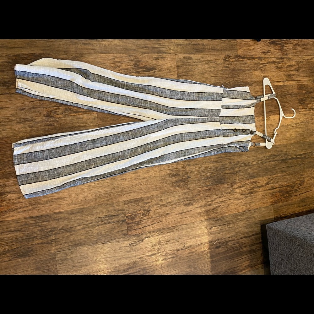 Black, white, and gray striped romper